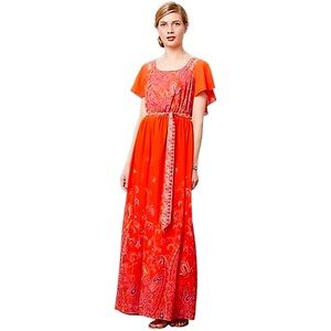Anthropologie Blushed Paisley Maxi Dress by Maeve, Sz 6